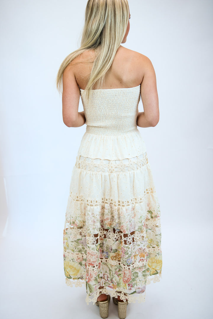 Creamsicle Bloom Midi Dress, Cream Multi