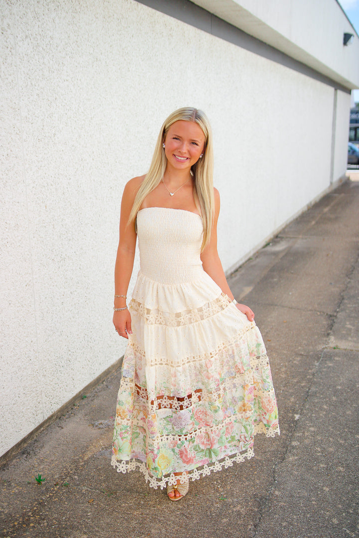 Creamsicle Bloom Midi Dress, Cream Multi