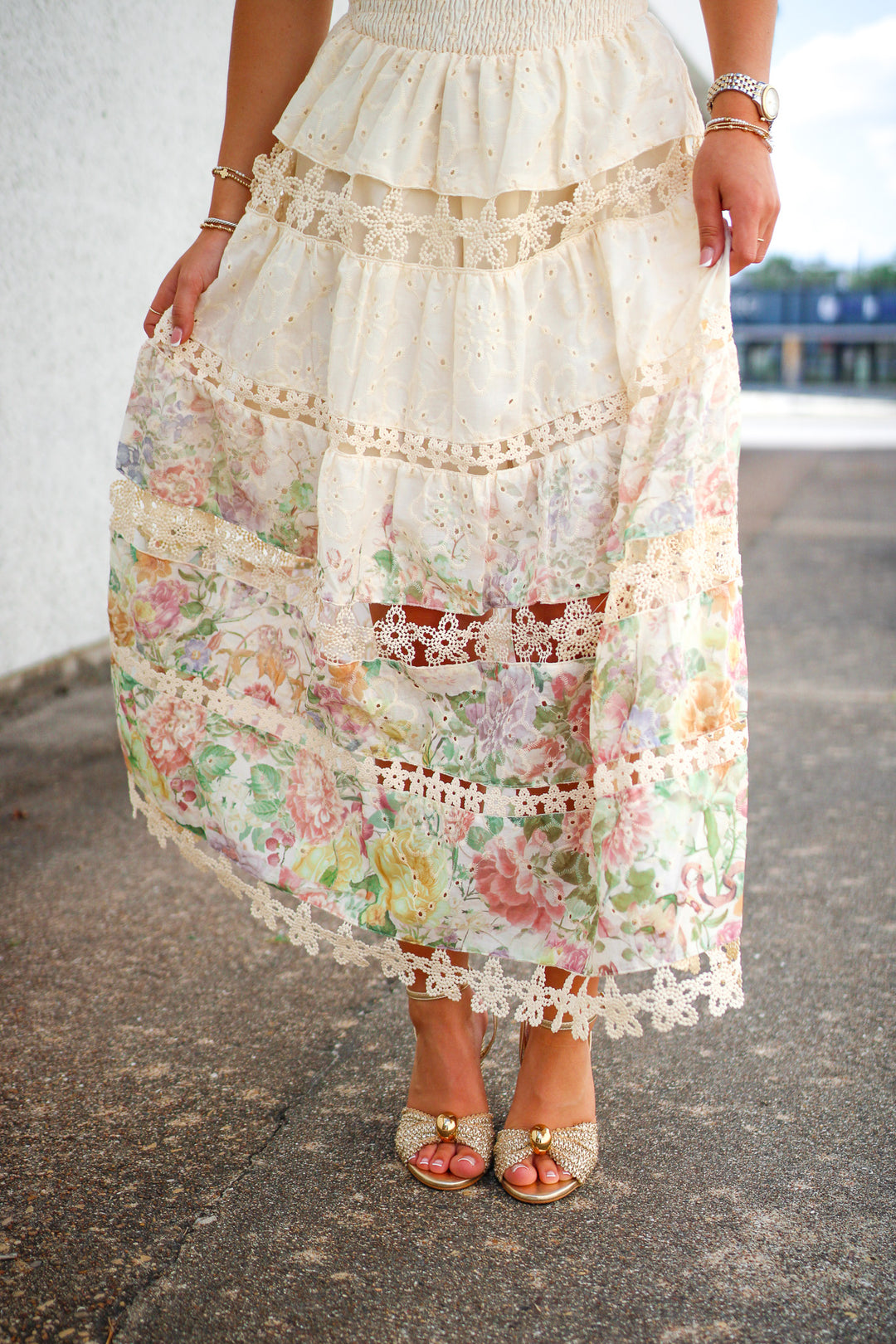 Creamsicle Bloom Midi Dress, Cream Multi