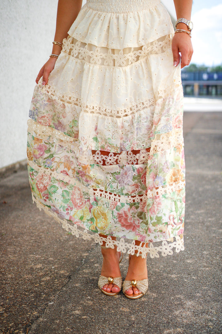 Creamsicle Bloom Midi Dress, Cream Multi