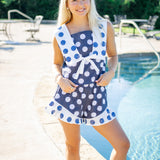 Navy & White Polka Dot Collar Tank