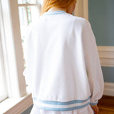 Rhinestone 'Bride' Sweatshirt, White & Blue