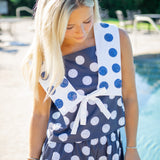 Navy & White Polka Dot Collar Tank