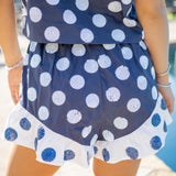 Navy & White Polka Dot Ruffle Shorts