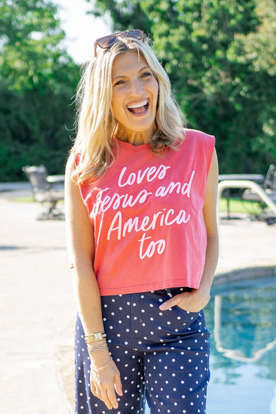 Love Jesus & America Tank, Red
