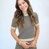 Warren Knit Top, Black/Tan