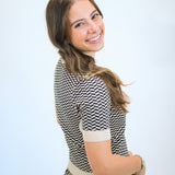 Warren Knit Top, Black/Tan
