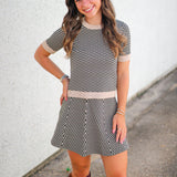 Pip Knit Skirt, Black/Tan