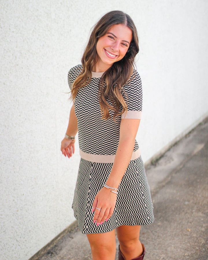 Warren Knit Top, Black/Tan