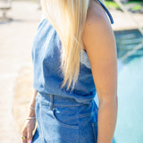 Wave Length Halter Top, Denim