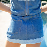 Wave Length Mini Skirt, Denim