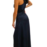Atoila One Shoulder Satin Maxi Dress, Navy