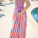 Seaside Sorbet Dress, Coral/Light Blue