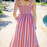Seaside Sorbet Dress, Coral/Light Blue