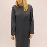Bias Long Sleeve Slip Dress, Odyssey Grey