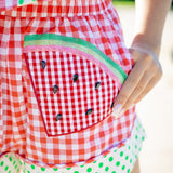 Gingham & Polka Dot Watermelon Short, Red