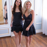 Sibelle Silk Ribbon Mini Dress, Black