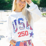 Heritage Harbor Patchwork Embroidered Sweatshirt, White