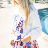 Heritage Harbor Patchwork Embroidered Sweatshirt, White