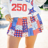 Prairie Picnic Skort, Cobalt/ Red Combo