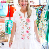 Della Relaxed Linen Flounce Dress, White