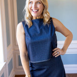 Chantal Top, Navy Saddle