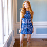 Sequin Paisley Button Up Tank Dress, Denim