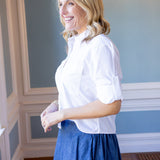 Long Sleeve Crop Utility Shirt, White