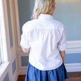 Long Sleeve Crop Utility Shirt, White