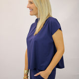 Tillie Top Lightweight Jude Cloth, Navy