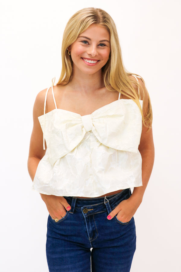 Petal Party Bow Top, Ivory