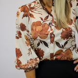 Botanic Boulevard Button Down Shirt, Coffee/Cream