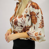 Botanic Boulevard Button Down Shirt, Coffee/Cream