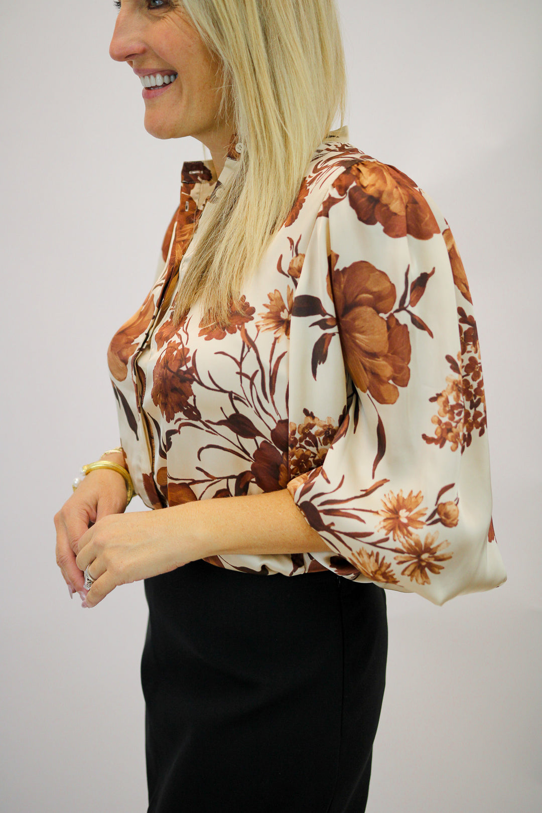 Botanic Boulevard Button Down Shirt, Coffee/Cream