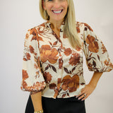 Botanic Boulevard Button Down Shirt, Coffee/Cream