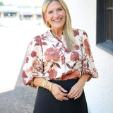 Botanic Boulevard Button Down Shirt, Coffee/Cream