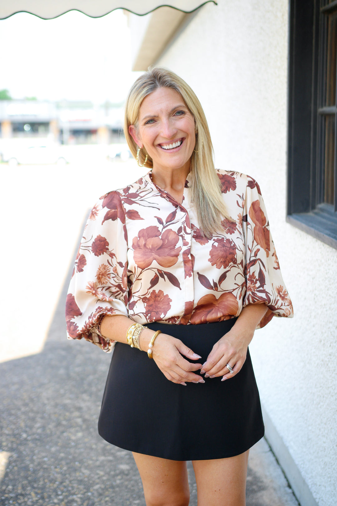 Botanic Boulevard Button Down Shirt, Coffee/Cream