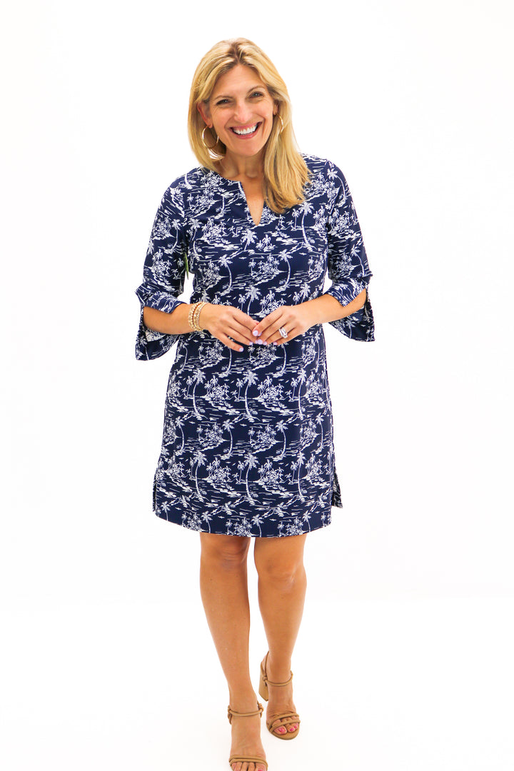 Megan Dress, Island Getaway Navy
