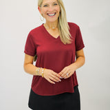 V-Neck Tee, Deep Plum
