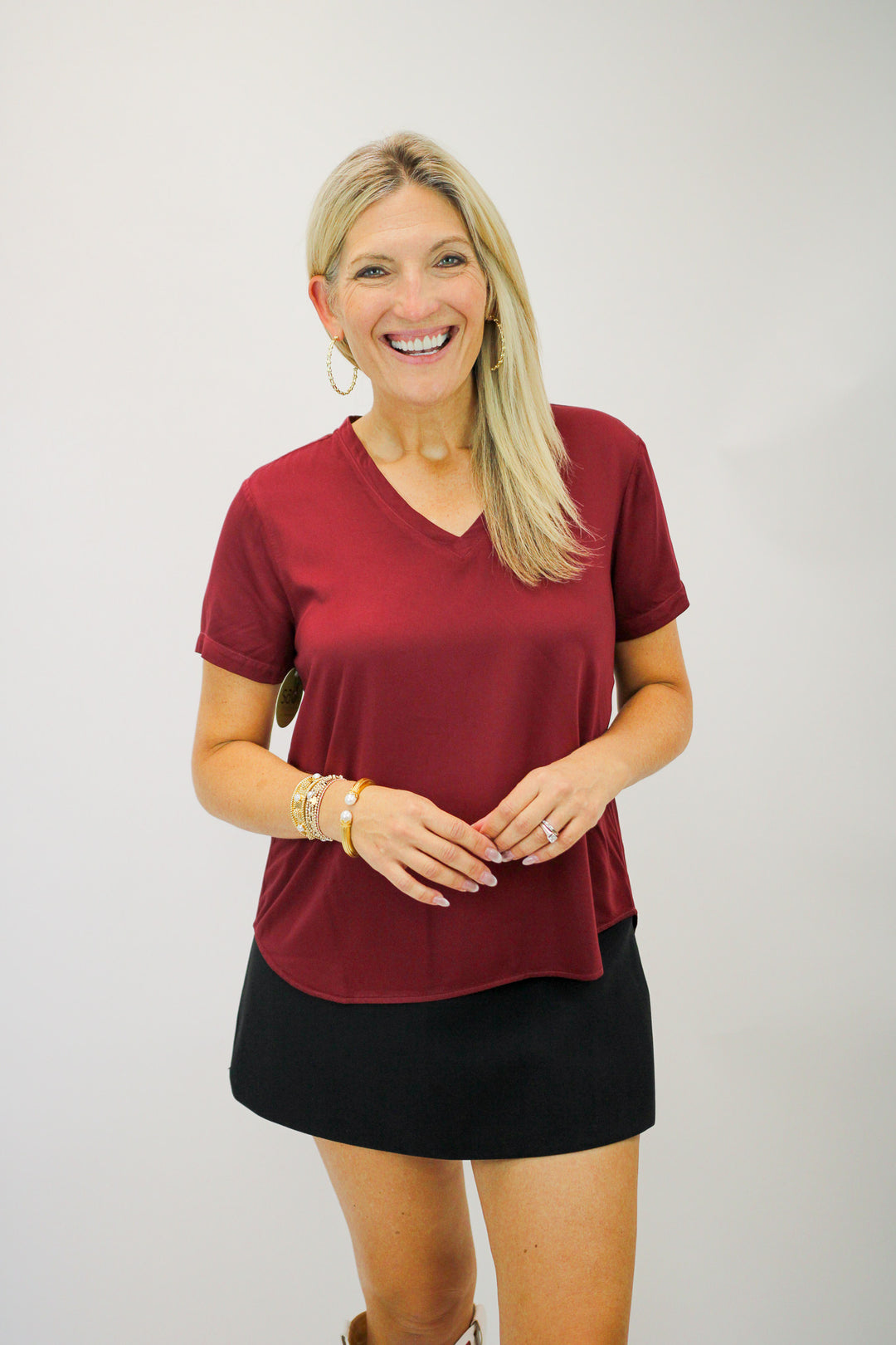 V-Neck Tee, Deep Plum