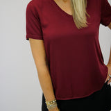 V-Neck Tee, Deep Plum
