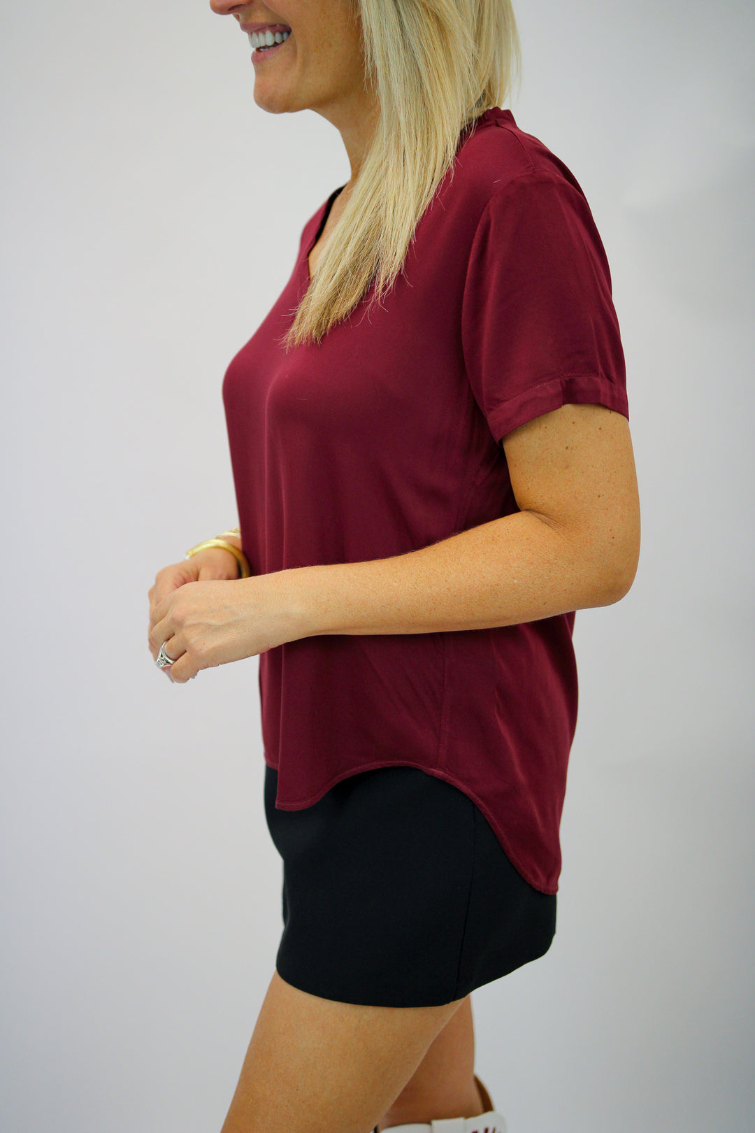 V-Neck Tee, Deep Plum