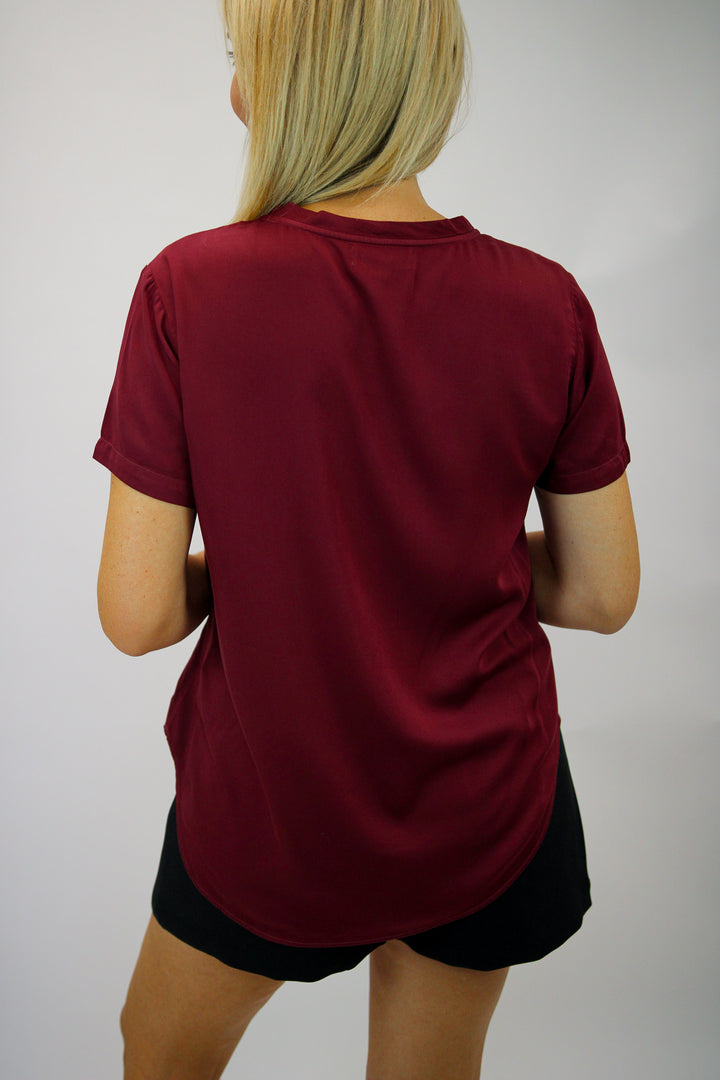 V-Neck Tee, Deep Plum