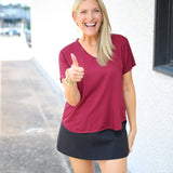 V-Neck Tee, Deep Plum