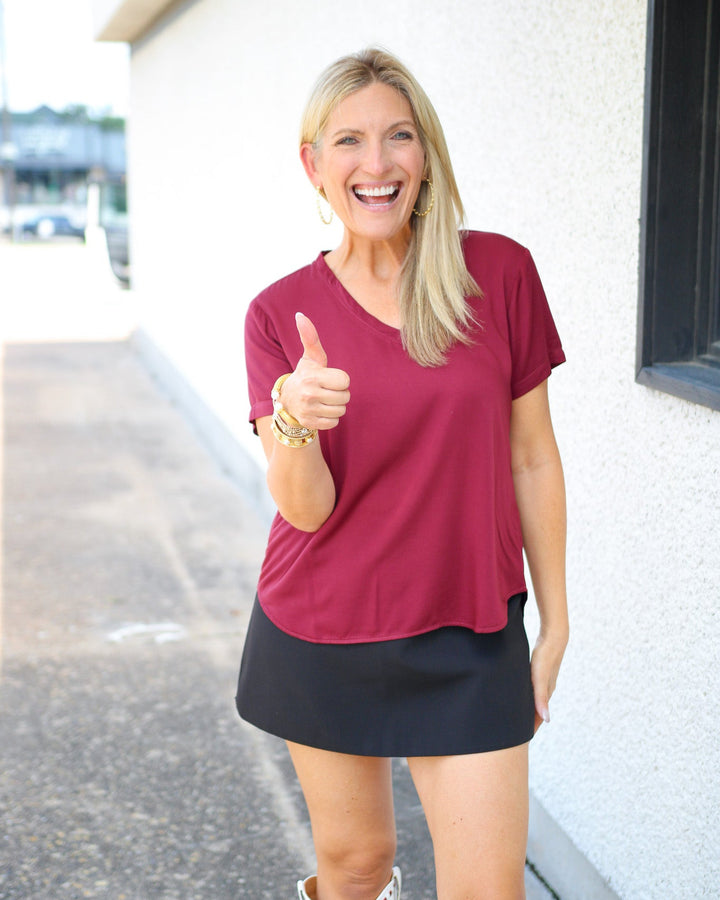 V-Neck Tee, Deep Plum