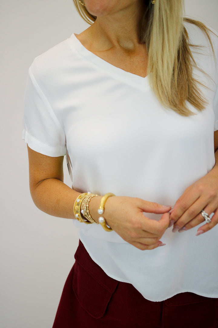 V-Neck Tee, White