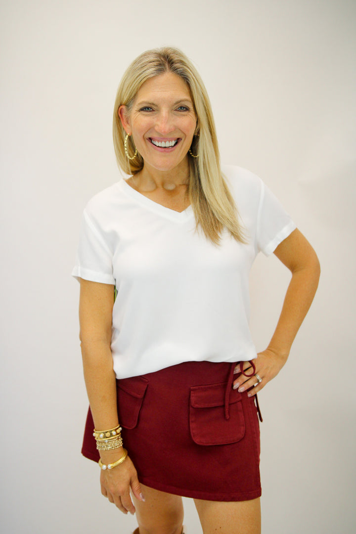 V-Neck Tee, White