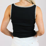Jaidynn Whipstitch  Rib Tank, Black