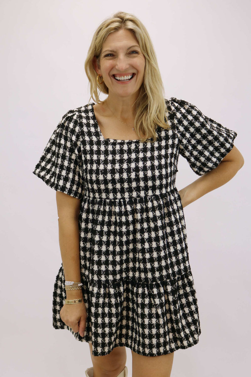 She's Got Skills Tweed Babydoll Dress