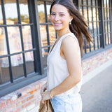 Noelle Textured Tank Top, Whisper White